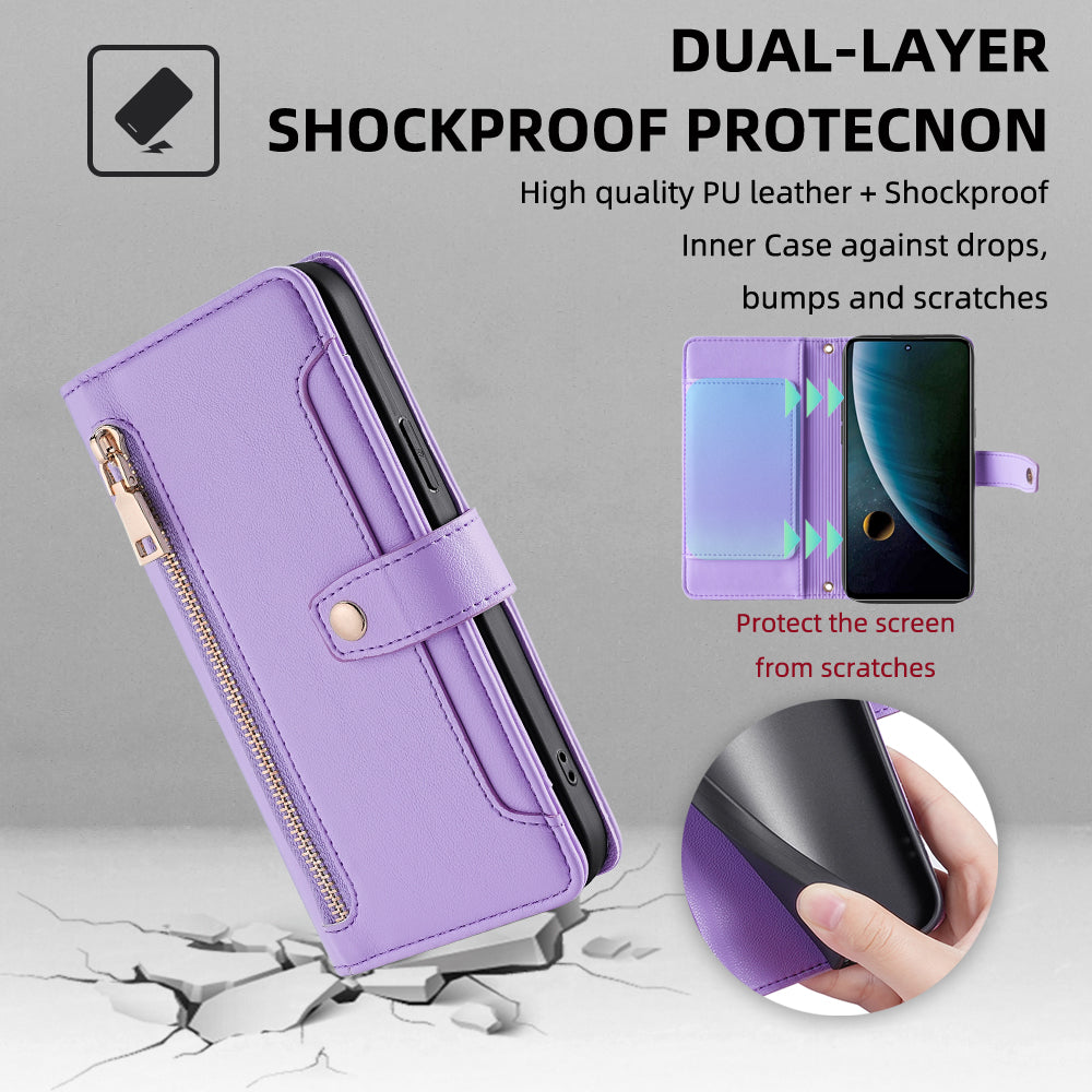For ZTE Blade V30 Fully Wrapped PU Leather Stand Case Zipper Pocket Card Slots Flip Phone Cover with Wrist Strap and Shoulder Strap For ZTE Blade V30 Fully Wrapped PU Leather Stand Case Zipper Pocket Card Slots Flip Phone Cover with Wrist Strap and Shoulder Strap